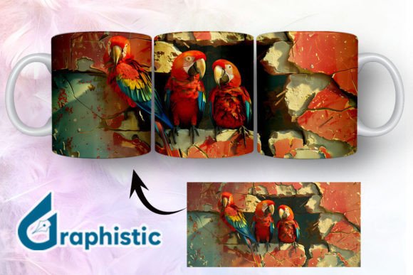 Break Through Parrots Couple Mug Wrap 14