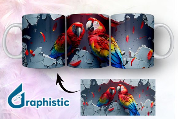 Break Through Parrots Couple Mug Wrap 17