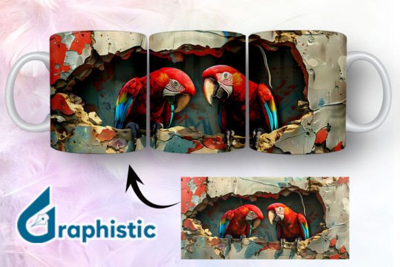 Break Through Parrots Couple Mug Wrap 19