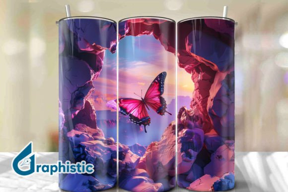 Pink Aura Butterfly Through Tumbler 32