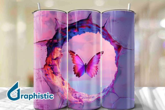 Pink Aura Butterfly Through Tumbler 39