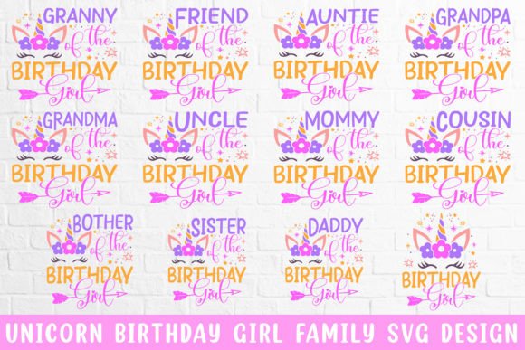 Unicorn Birthday Girl Family SVG DESIGN