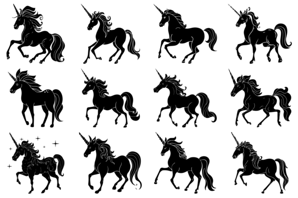 Unicorn Vector Art SVG Silhouette