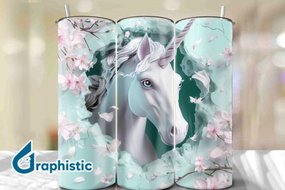 Valentine Unicorn Floral Tumbler Wrap 33