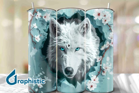 Valentine Wolf Floral Tumbler Wrap 23
